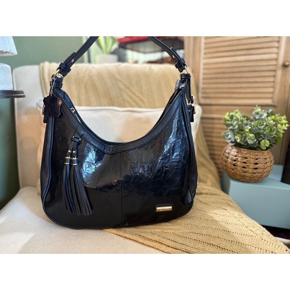 Vintage Marino Orlandi MC Black Leather Shoulder Hobo Bag